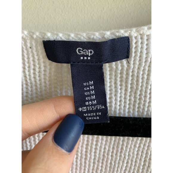 Gap White Striped Scoop-Neck Knit Sweater - Picture 2 of 6